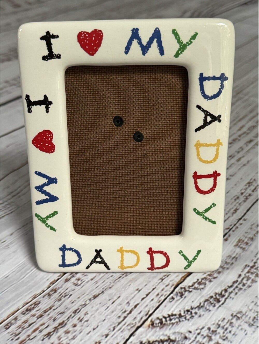 I Love My Daddy Frame Vintage Father’s Day Ceramic Heart  Writing Dad Child